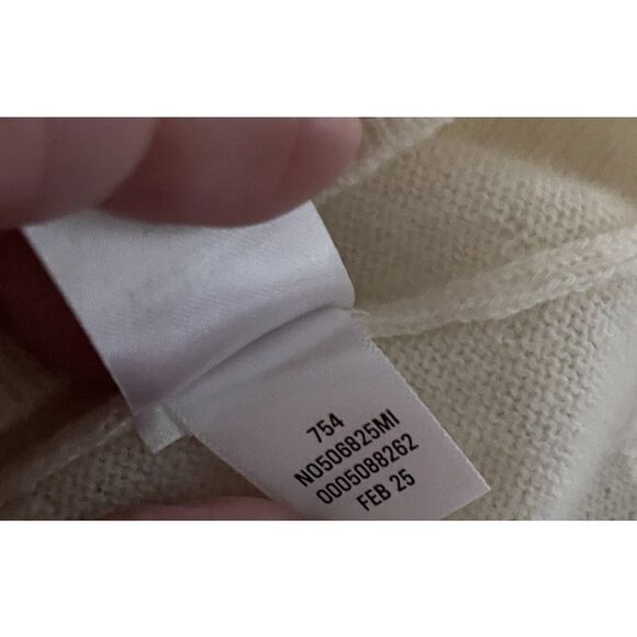New NORDSTROM Short Sleeve Cashmere Sweater in Ivory Pristine Size Large - Picture 6 of 6